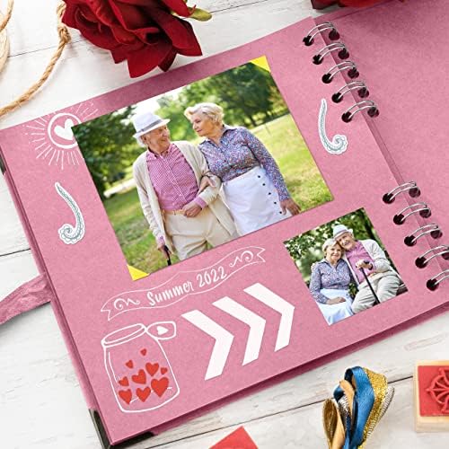 Bstorify Square Scrapbook Photo Albums 7 x 7 Inch Pink Thick Paper, Hardcover, Metal Corners, Ribbon Closure - Ideal for Your Scrapbooking Albums, Art & Craft Projects - Image 6