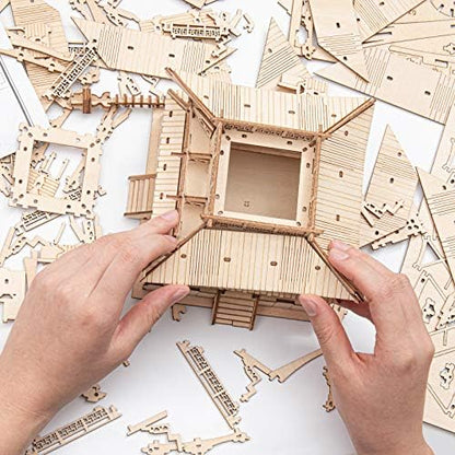 ROBOTIME 3D Puzzle Wooden Craft Kits for Adults DIY Model Building Kit Best Gift for Kids (Five-Storied Pagoda) - Image 5