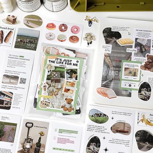 Alideco 200pcs Vintage Scrapbook Supplies Pack for Art Journaling Bullet Junk Journal Planners DIY Paper Stickers Craft Kits Notebook Collage Album Aesthetic Cottagecore Picture Frames (jijingxingxi) - Image 2
