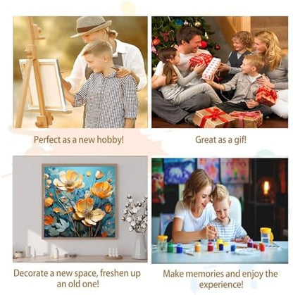 Artunion Framed Paint by Numbers Kit for Adults Beginners & Kids Ages 8-12,Yellow Flower Paint by Number with Frame,Floral Abstract Paint by Numbers Kit on Canvas 10 * 10 Inch Without Easel - Image 7