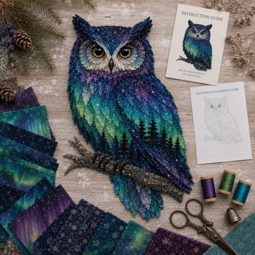 Northern Lights Wildlife DIY Patchwork Kit, Creative Layered Fabric Animal Craft, DIY Northern Lights Patchwork Sewing Kit, Handmade Home Decor Project, Unique Gift for Craft Lovers (#D) - Image 6