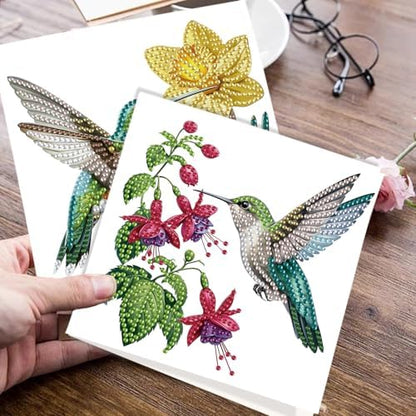 JISHSHAY 6 PCS Hummingbird Diamond Painting Greeting Cards Bird Diamond Art Birthday Cards with Envelopes Gem Art Gem Painting Mosaic Kits for Adults for Thanksgiving Birthday Anniversary Valentine - Image 7