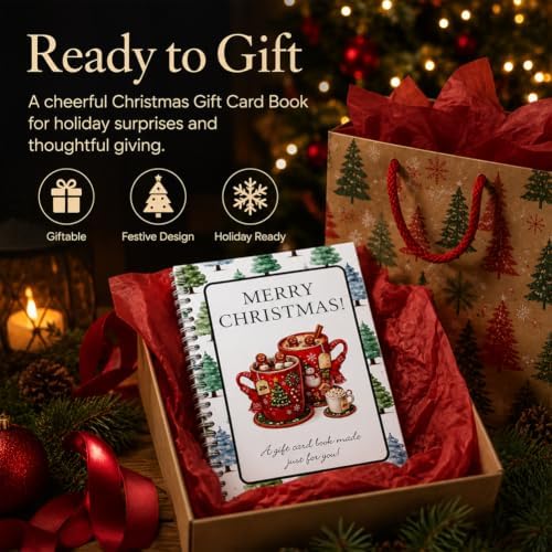 Christmas Gift Card Book, 5x7 Holiday Gift Booklet, DIY Spiral-Bound Merry Christmas College Survival Kit, 10-Page Surprise Greeting Card Book for Cards Cash, Students Graduation Gift - Image 4