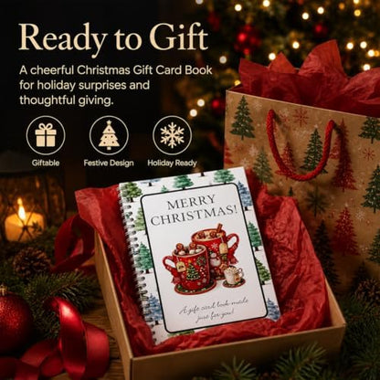 Christmas Gift Card Book, 5x7 Holiday Gift Booklet, DIY Spiral-Bound Merry Christmas College Survival Kit, 10-Page Surprise Greeting Card Book for Cards Cash, Students Graduation Gift - Image 4