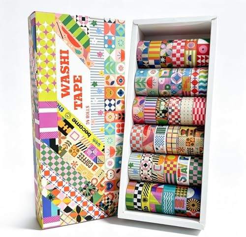 34 Rolls Geometric Washi Tape Set, Aesthetic Decorative Tape for Scrapbooking, Journaling, Bullet Journals, DIY Crafts and Gift Wrapping - Image 6
