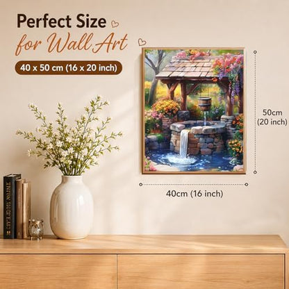AUKELHJ Paint by Numbers Kit for Adults Beginner, Water Well, 16X20 Inch - Image 3