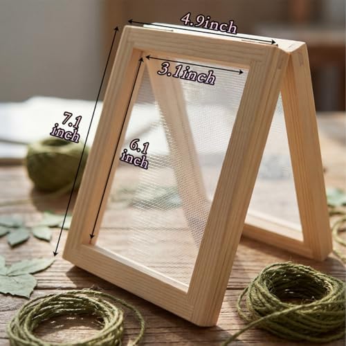 Leemeexaa 6pcs Wooden Paper Making Frame Kit 5 x 7 Inch Paper Making Screen Deckle for Paper Making Handmade Paper Making DIY Craft Classroom Handicraft Project Art Projects (6) - Image 2
