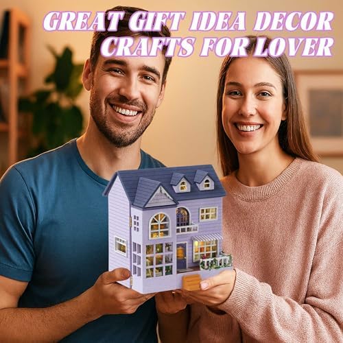 Kisoy Romantic and Cute Dollhouse Miniature DIY House Kit Creative Room Perfect DIY Gift for Friends, Lovers and Families (Happy House) - Image 4