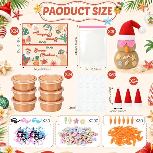 ForraFun 416 Pcs/24 Sets Summer Christmas Craft Kits DIY DIY Snowman Clay - Image 2