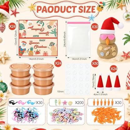 ForraFun 416 Pcs/24 Sets Summer Christmas Craft Kits DIY DIY Snowman Clay - Image 2