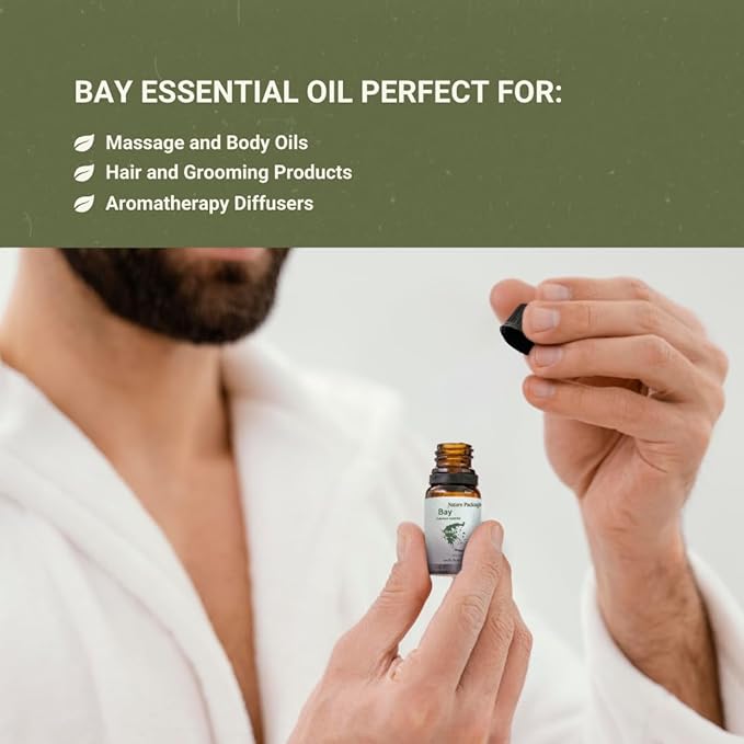 Nature Packaged Bay Essential Oil - Direct from Greece - Steam Distilled - Laurel for Aromatherapy, Massage, Diffuser, DIY Candle and Soap Making - 2lbs