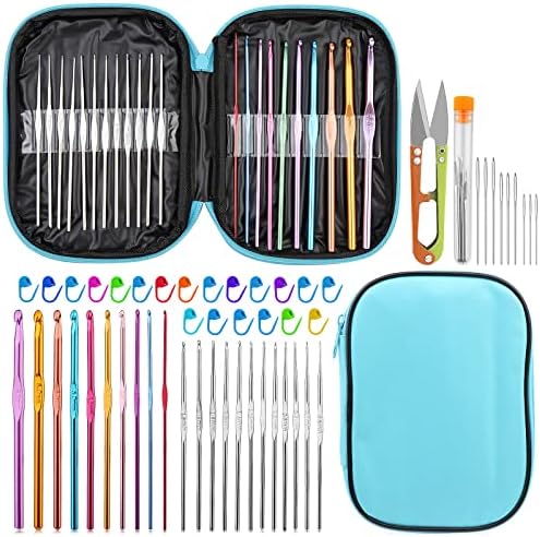 IMZAY 54 Pcs Crochet Hooks Set 0.6–6.5mm Ergonomic Crochet Needles Set by Imzay