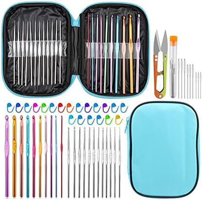 IMZAY 54 Pcs Crochet Hooks Set 0.6–6.5mm Ergonomic Crochet Needles Set by Imzay