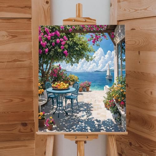 Lovepefe Summer Coast Paint by Numbers Kit for Adults Beginners Seaside Painting by Number Kits on Canvas Landscape DIY Oil Painting Art Gifts Home Wall Decor 16x20 Inch - Image 3
