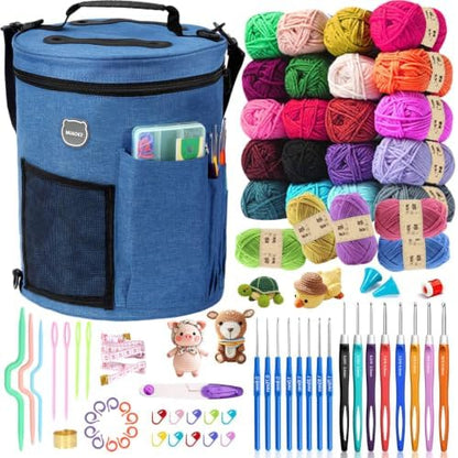 79Pc Crochet Kit, Crocheting Starter Kits with Waterproof Bag & Accessories by MIAOKE