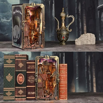 fifijoy Viking Book Nook Kit - DIY Miniature Dollhouse for Adults, Booknook Tiny House 3D Wooden Puzzle Bookend Bookshelf Decor with LED Light, Gift for Family, Friends (Voyage Through the Storm) - Image 2