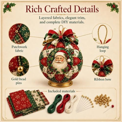 Christmas Classics Patchwork Ornament DIY Kit, Quilted Tree Fabric (Reindeer) - Image 3