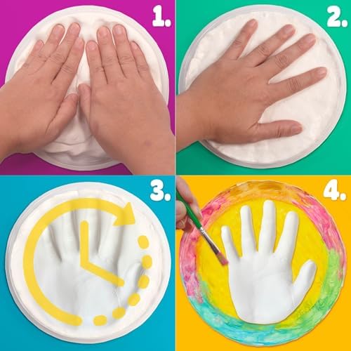 Play-Doh Air Dry Clay Handprint Stone, Includes Reusable Mold, 5 Acrylic Paints, & 5 oz. of Paintable White Clay, Kids Craft Kit, Crafts for Kids Ages 4-8, Art Supplies for Craftrooms and Classrooms - Image 5