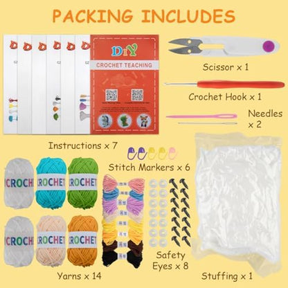 6Pcs Crochet Knitting Kit for Beginners, Crochet Animal Kits for Adults - Image 6