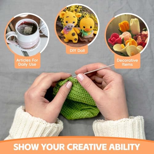 HATINXIA 58pcs Crochet Kit Beginners, Crochet Hook Set with Yarn, Portable Crocheting Kit for Starter, Ergonomic Crochet Needles Tools DIY Knitting Accessories for Experienced Crochet Lovers, Purple - Image 6