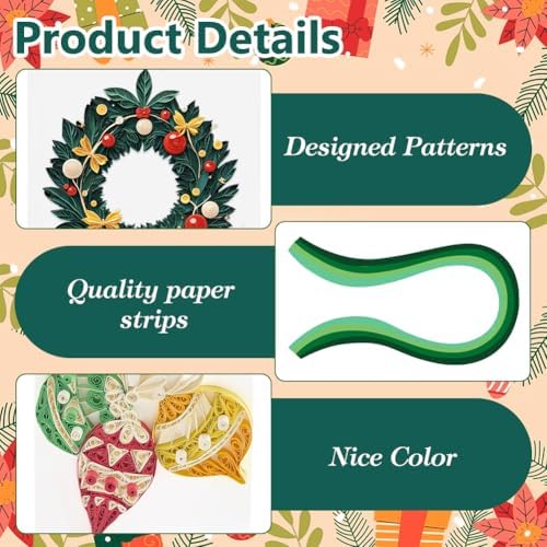 WEBEEDY 20 Sets Christmas Paper Quilling Kit Handmade Greeting Card with Envelopes 3D Christmas Trees Wreaths Ball Stars Card Making Kit with Instuction for Adult Beginner Holiday Decor Gift - Image 3