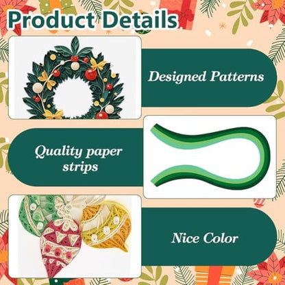 WEBEEDY 20 Sets Christmas Paper Quilling Kit Handmade Greeting Card with Envelopes 3D Christmas Trees Wreaths Ball Stars Card Making Kit with Instuction for Adult Beginner Holiday Decor Gift - Image 3