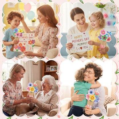 Motipuns 48 Set Graduation DIY Paper Crafts Flower Bouquet Craft Kit Bouquets Make Your Own Tulip Thankful Gifts for 2026 End of Year Last Day of School Gifts Home Classroom Activities - Image 6