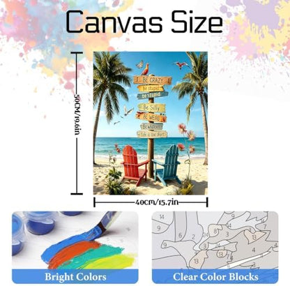 Nancency DIY Paint by Number for Adults,Painting Kits for Adult,Color by Numbers,Paint by Number Canvas Crafts Watercolor for Beginner Room Decor (beach2) - Image 3