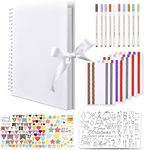 GOTIDEAL 12 x 12 Inch Scrapbook Album with 10 Metallic Markers, White by GOTIDEAL