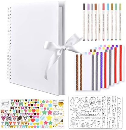 GOTIDEAL 12 x 12 Inch Scrapbook Album with 10 Metallic Markers, White by GOTIDEAL