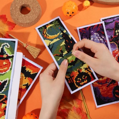 ORIGACH 6 Set Halloween Cross Stitch Bookmark Kit for Beginner - Image 3
