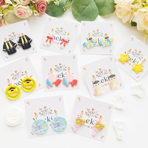 Graduation Polymer Clay Cutters & Stamps Set - 19pcs 0-9 Numbers, GARD/2026 Seals, Owl, Cap, Gown, Balloon for DIY Earring Jewelry, Soft Clay Crafts & Class Party Supplies - Image 4