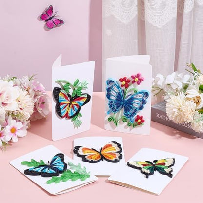 WEBEEDY 20 Sets DIY Butterfly Quilling Greeting Card Kit Paper Quilling Kit for Adults Beginners 5 Styles Butterfly Animal Greeting Card Making Kit with Instruction Birthday Thanksgiving Gift - Image 5