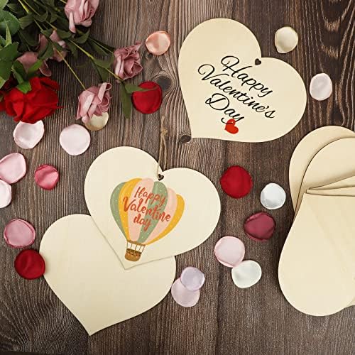 Wooden Heart Ornaments to Paint 7 Inch, Large Size Wooden DIY Blank Unfinished Heart Wood Discs Ornament for Crafts Hanging Decorations - Image 2