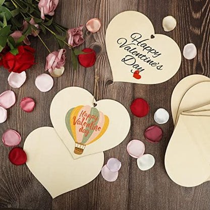 Wooden Heart Ornaments to Paint 7 Inch, Large Size Wooden DIY Blank Unfinished Heart Wood Discs Ornament for Crafts Hanging Decorations - Image 2