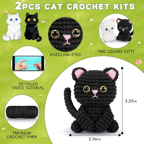 Crochet Kit for Beginners, Cat Crochet Kits Complete Starter Kit - Image 2