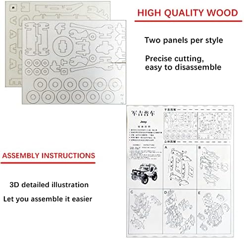 3D Wooden Car Puzzle, 6 Piece Set Wooden Car Brain Teaser Puzzles, DIY Assembly Build Model Kits, Wood Crafts STEM Gifts for for Adults & Teens Birthday Gifts Christmas - Image 5