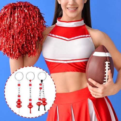 Landical 564 Pcs Football Keychain Making Kit DIY Name Bead Craft Red - Image 5