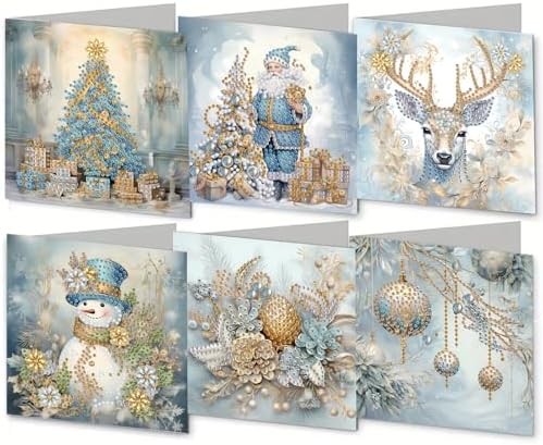 DIY Diamond Greeting Cards Set, 5D DIY Diamond Art Painting Festival Style Greeting Card, DIY Christmas Card Making Kits for Family Friends Handmade Gift-#05-6PC Christmas by Unknown