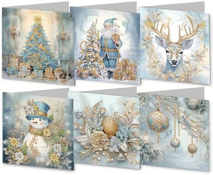 DIY Diamond Greeting Cards Set, 5D DIY Diamond Art Painting Festival Style Greeting Card, DIY Christmas Card Making Kits for Family Friends Handmade Gift-#05-6PC Christmas by Unknown