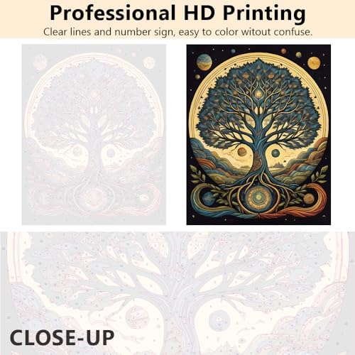 TUMOVO DIY Paint by Number Tree Paint by Numbers for Adults Abstract 16x20 inch Framed Canvas Wall Art Kit - Image 3
