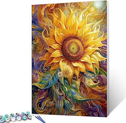 TUMOVO Sunflowers Paint By Bumbers For Adults Beginner Magical Yellow Floral DIY Numbers Acrylic Canvas Girls Bedroom Decor Painting Kits Gardern Flowers Art 16x20 Inch Gift (DIY Frame ) by TUMOVO