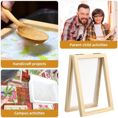 TOYANDONA 4 Pack Paper Making Screen Frames Wooden Mould and Deckle for Handmade Paper DIY Craft Kit 7.08 X 4.92 X 0.90 in - Image 5