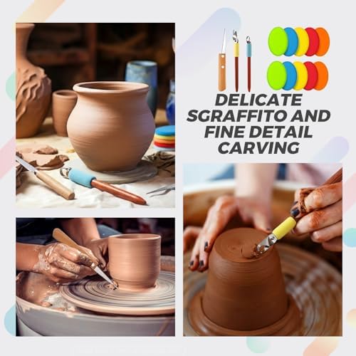 Leriton 2 Pack Clay Carving Tools Pottery Scrapers, Set 4, Colorful - Image 6