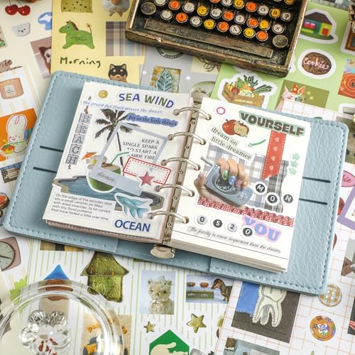 1300+ PCS Vintage Cute Scrapbook Sticker Book, 50 Sheets Retro & Ins Little Object Theme Korean Stickers for Scrapbooking, Art Scrapbook Supplies for Adults Teens Women Girls Junk Journal Journaling - Image 4