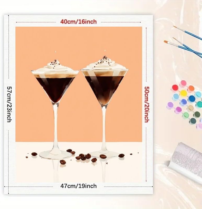 TAOPAOLAB Food and Drink Paint by Numbers Kit for Adults - DIY Espresso Martini with Cream Topping Painting on Canvas 16x20In, Acrylic Paint Set, Suitable for Beginners, Art for Home Decoration/Gifts - Image 2