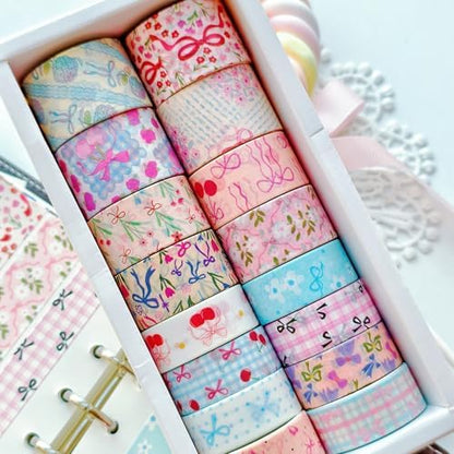 16 Rolls Vintage Washi Tape Set with Bowknot Patterns, Decorative Scrapbook Tape for Journaling Supplies, DIY Crafts and Bullet Journals by EverydayMomentsIntoCreative