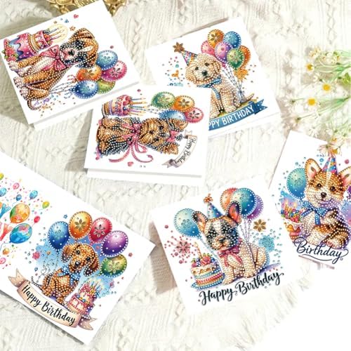 6PCS Diamond Art Painting Greeting Cards Kit, Birthday Themed DIY Card Making Set with Crystals and Envelopes, Creative Craft for Adults, Fun Party Activity and Personalized Gift - Image 4