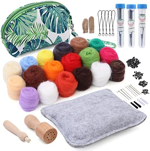 IMZAY Needle Felting Kit 18 Colors Wool Felting Kit Wool Roving Set by Imzay