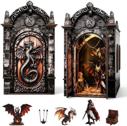 Book Nook Kit for Adult, Dragon LED 3D Wood Puzzle Bookshelf Decor by Unknown